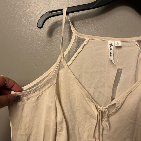 Others Follow shirt - cream boho bell sleeves open shoulder lace accents NWT - Picture 6 of 10